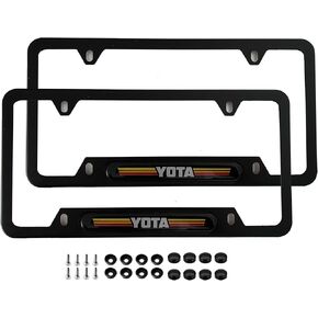 Classic Retro Color License Plate Frame for Toyota Yota Stainless Steel Car Accessories Black 2PCS in Saudi Arabia