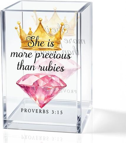 You Are God's Masterpiece Acrylic Pencil Holder Cup, Floral Christian Pen Holder for Desk, Christian Gifts for Women Girls, Bible Verses Makeup Brush Organizer for Home Office Desk Accessories in Saudi Arabia