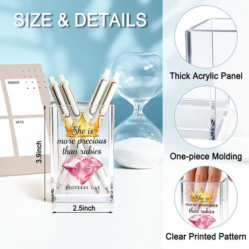 You Are God's Masterpiece Acrylic Pencil Holder Cup, Floral Christian Pen Holder for Desk, Christian Gifts for Women Girls, Bible Verses Makeup Brush Organizer for Home Office Desk Accessories in Saudi Arabia
