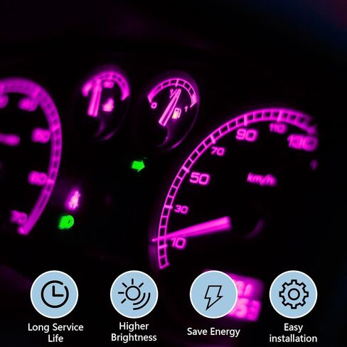 10 قطع لمبة T4.2 LED، لمبة LED للسيارة 6000K، إضاءة داخلية للسيارة، IP65 3030 SMD Chip Bulbs Dash Lights، مصابيح مجموعة أدوات 12 فولت، لوحة LED عالمية موفرة للطاقة، فانوس سيارة A/C (وردي) in Kuwait