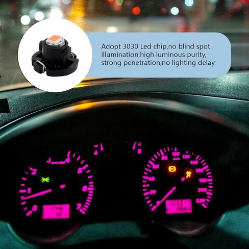 10 قطع لمبة T4.2 LED، لمبة LED للسيارة 6000K، إضاءة داخلية للسيارة، IP65 3030 SMD Chip Bulbs Dash Lights، مصابيح مجموعة أدوات 12 فولت، لوحة LED عالمية موفرة للطاقة، فانوس سيارة A/C (وردي) in Kuwait