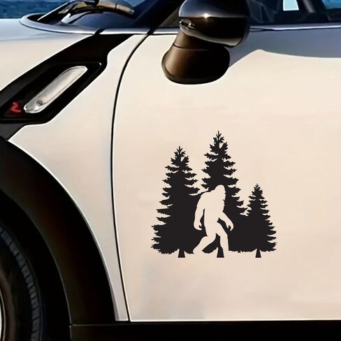 2 PCS Bigfoot Forest Scene Waterproof Vinyl DecaI Black Silhouette Stickers for Car Wall Laptop Removable Decorative Decals A-159 in Kuwait