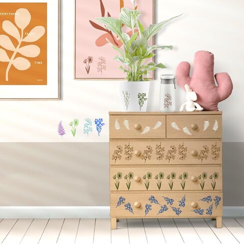 Thinp 24 Pcs Wildflower Stencils, Flower Leaf Stencils for Crafts Reusable Botanical Stencil Templates for Painting on Walls Floor Wood Canvas Home Decor (6 X 3 Inch) in Saudi Arabia