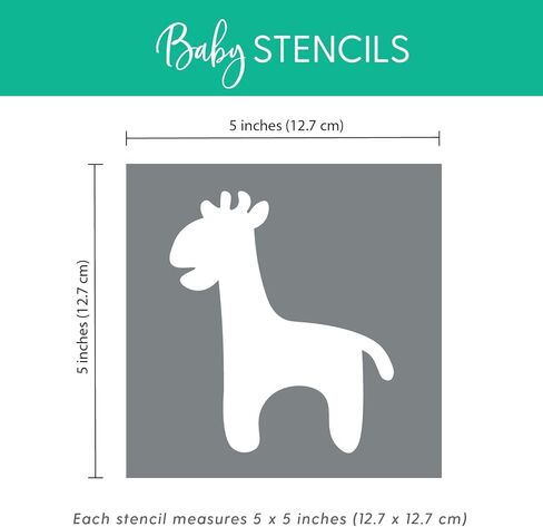 Fabric Stencil Kit, Set of 20 Stencils for Baby Shower Painting & Decorating, Phrases & Mixed Animals Pattern for Onesies Bibs Bodysuit Bags Shirts Shoes, Boy & Girls, Made in USA in Saudi Arabia