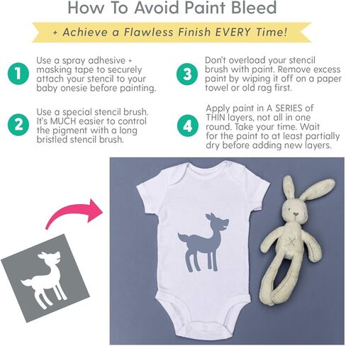 Fabric Stencil Kit, Set of 20 Stencils for Baby Shower Painting & Decorating, Phrases & Mixed Animals Pattern for Onesies Bibs Bodysuit Bags Shirts Shoes, Boy & Girls, Made in USA in Saudi Arabia