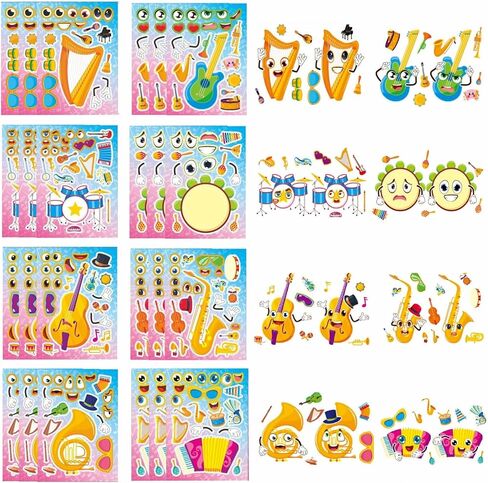 ملصقات TIAMECH Make A Face and Dress Up للأطفال - 24 ورقة اصنع بنفسك ملصقات للأولاد والبنات، هدايا الحفلات الإبداعية، هدية عيد ميلاد، مكافآت الفصل الدراسي (حجم كبير 8.3 × 5.9 بوصة) in Kuwait