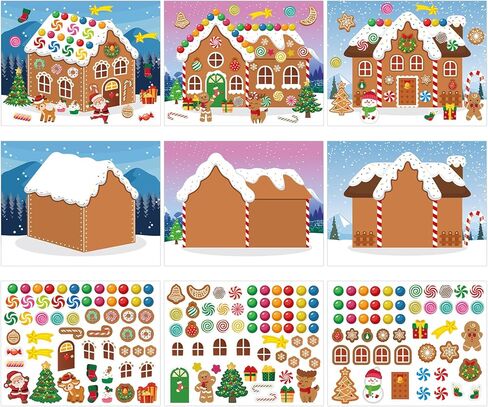 اصنع بيت الزنجبيل ملصقات 30 قطعة اصنع بيت الزنجبيل الخاص بك ملصقات DIY حرف عيد الميلاد للأطفال أنشطة عيد الميلاد ألعاب هدايا الحفلات in Kuwait