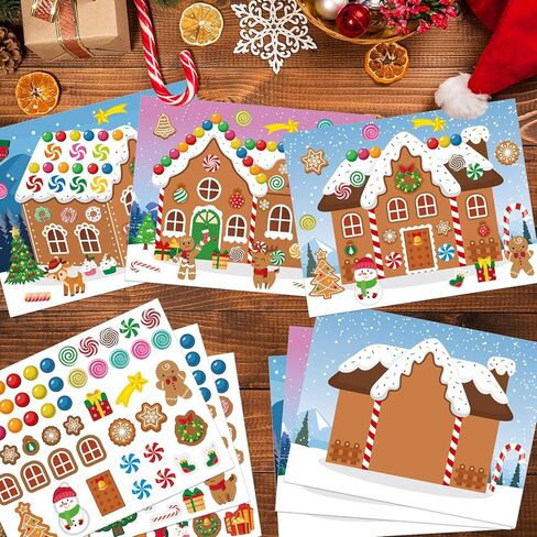 اصنع بيت الزنجبيل ملصقات 30 قطعة اصنع بيت الزنجبيل الخاص بك ملصقات DIY حرف عيد الميلاد للأطفال أنشطة عيد الميلاد ألعاب هدايا الحفلات in Kuwait