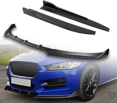 5pcs Combo Front Bumper Body Kit Lip + Side Skirt Extensions Diffuser Compatible with 2016-2019 Jaguar XE 2017 2018 (Unpainted Black) in Saudi Arabia
