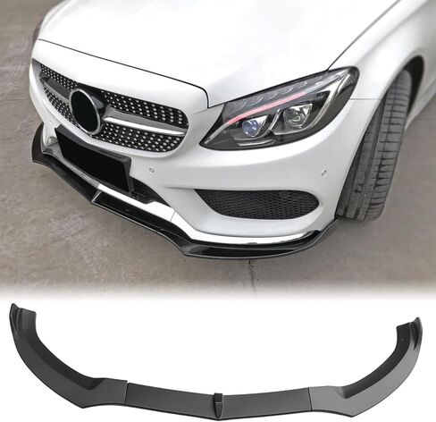 FREEMOTOR802® Front Bumper Lip Splitter Air Dam Chin Spoiler Lower Guard Trim, Compatible with 2015-2018 Mercedes-Benz W205 C-Class (Sport Bumper Only), DP Style Matte Black PP 3PCS in Saudi Arabia