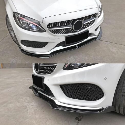 FREEMOTOR802® Front Bumper Lip Splitter Air Dam Chin Spoiler Lower Guard Trim, Compatible with 2015-2018 Mercedes-Benz W205 C-Class (Sport Bumper Only), DP Style Matte Black PP 3PCS in Saudi Arabia