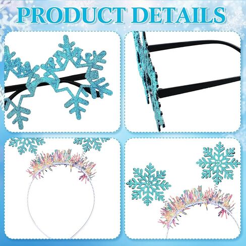 Libima 24 Pcs Christmas Snowflake Headbands Princess Hair Hoops and Snowflake Sunglasses Set Novelty Unique Party Eyeglasses Christmas Glasses Snowflake Hair Accessories for Women Winter Holiday in Saudi Arabia