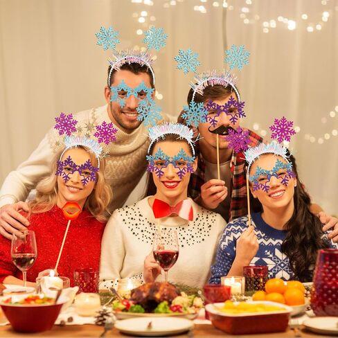 Libima 24 Pcs Christmas Snowflake Headbands Princess Hair Hoops and Snowflake Sunglasses Set Novelty Unique Party Eyeglasses Christmas Glasses Snowflake Hair Accessories for Women Winter Holiday in Saudi Arabia