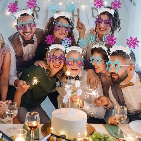 Libima 24 Pcs Christmas Snowflake Headbands Princess Hair Hoops and Snowflake Sunglasses Set Novelty Unique Party Eyeglasses Christmas Glasses Snowflake Hair Accessories for Women Winter Holiday in Saudi Arabia