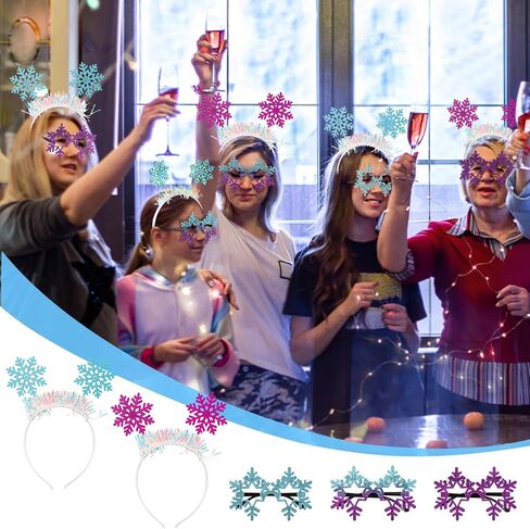 Libima 24 Pcs Christmas Snowflake Headbands Princess Hair Hoops and Snowflake Sunglasses Set Novelty Unique Party Eyeglasses Christmas Glasses Snowflake Hair Accessories for Women Winter Holiday in Saudi Arabia