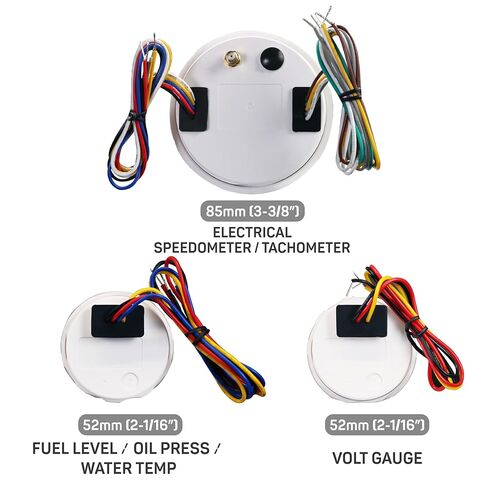 RACETECH 5 Gauge Set 85mm (3-3/8") 2in1 GPS Speedometer 120 MPH Tachometer 8000 RPM Indicator Light & Odometer - 52mm (2-1/16") Fuel Oil Pressure Water Temp Volt Gauge - 240-33 ohm 12V 24V White Dial in Saudi Arabia