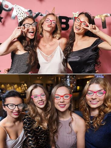 Dunzy 10 Pairs Cat Eye Rhinestone Glasses Retro 50s 60s Cateye Glasses Old Lady Glasses Carnival Sock Hop Party Decorations(Classic Color) in Kuwait