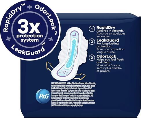 Always Ultra Thin Feminine Pads for Women, Size 5, Extra Heavy, Overnight Absorbency with Wings, 46 Count x 2 Packs (92 Count Total) in Kuwait
