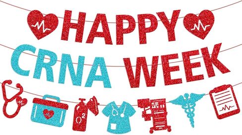 لافتة أسبوع CRNA السعيدة، ديكورات أسبوع CRNA، ممرضة مسجلة معتمدة، ديكور أسبوع ممرضة التخدير، تقدير ممرضة التخدير، خلفية الحفلة، لوازم لامعة حمراء in Kuwait