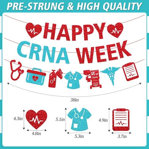 لافتة أسبوع CRNA السعيدة، ديكورات أسبوع CRNA، ممرضة مسجلة معتمدة، ديكور أسبوع ممرضة التخدير، تقدير ممرضة التخدير، خلفية الحفلة، لوازم لامعة حمراء in Kuwait