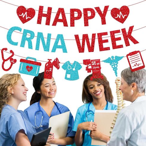 لافتة أسبوع CRNA السعيدة، ديكورات أسبوع CRNA، ممرضة مسجلة معتمدة، ديكور أسبوع ممرضة التخدير، تقدير ممرضة التخدير، خلفية الحفلة، لوازم لامعة حمراء in Kuwait
