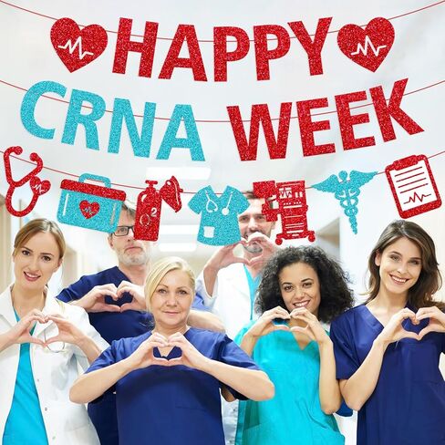 لافتة أسبوع CRNA السعيدة، ديكورات أسبوع CRNA، ممرضة مسجلة معتمدة، ديكور أسبوع ممرضة التخدير، تقدير ممرضة التخدير، خلفية الحفلة، لوازم لامعة حمراء in Kuwait