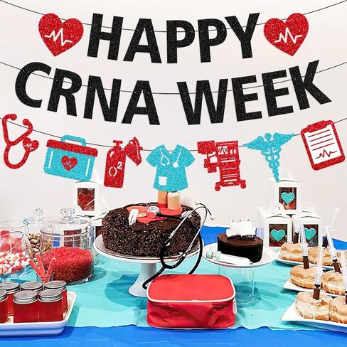 لافتة أسبوع CRNA السعيدة، ديكورات أسبوع CRNA، ممرضة مسجلة معتمدة، ديكور أسبوع ممرضة التخدير، تقدير ممرضة التخدير، خلفية الحفلة، لوازم لامعة سوداء in Kuwait