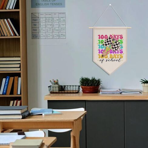 100th Day of School Pennant Flag, Classroom Decor, Kindergarten Primary High School 100 Days Classroom Party Supplies Decorations, Coquette Bow Pencil Hanging Pennant Flag Banner Wall Sign in Saudi Arabia