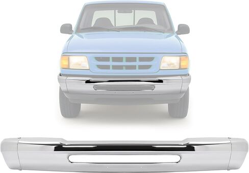 شريط وجه المصد الأمامي من KUAFU متوافق مع 1993-1997 Ford Ranger Ranger XL Sport لاستبدال FO1002427 F57Z17757AA-PFM كروم فولاذي فضي in Saudi Arabia