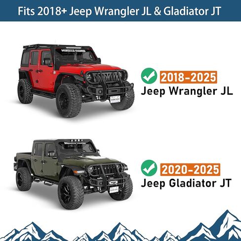 Hooke Road Gladiator Front Bumper Bull Bar Grille Brush Guard for 2018-2025 Jeep Wrangler JL & Gladiator JT 2/4 Doors, Tubular Bumper with Winch Plate & D-rings in Saudi Arabia