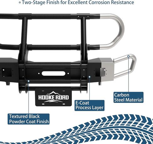 Hooke Road Gladiator Front Bumper Bull Bar Grille Brush Guard for 2018-2025 Jeep Wrangler JL & Gladiator JT 2/4 Doors, Tubular Bumper with Winch Plate & D-rings in Saudi Arabia