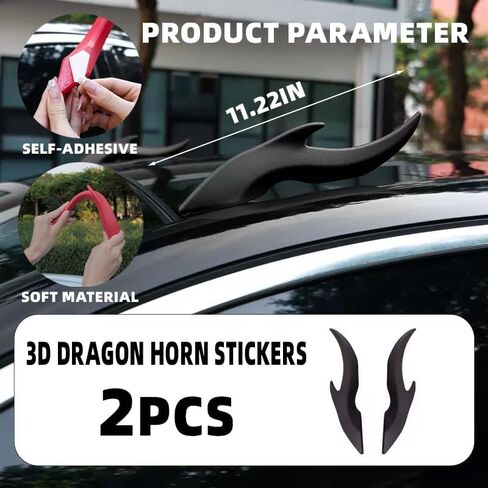 Car Roof Decoration 3D Devil Horn Car Accessories Stickers Beans Fun Wacky for Car Topper Creative Exterior Accessory for Mailbox Garden Dog House Home Decorations(Black) in Saudi Arabia