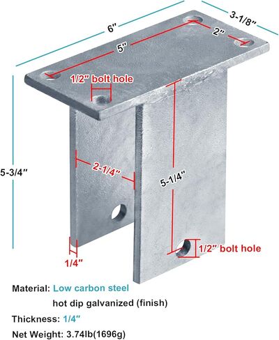 2 PCS 4 Hole Bolt On Leaf Spring Hanger Center Hanger for 1-3/4" Boat Trailer Equalizer Bar/Double Eye Springs, Hot Dip Galvanized in Saudi Arabia