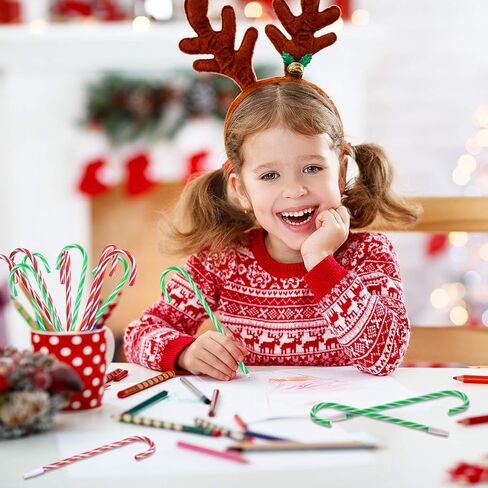Outus 60 Pieces Christmas Candy Cane Pen Bulk Stripes Ballpoint Pens with Black and Blue Ink for Xmas Stocking Stuffers Classroom Gifts Holiday Party Favors Goodie Bag Fillers (Red White, Green White) in Saudi Arabia