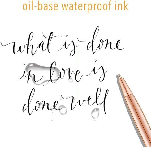 أقلام حبر جاف معدنية رفيعة قابلة للسحب من Unibene - ذهبي وردي، هدية رائعة لطلاب المكاتب الموحدة والمعلمين وحفلات الزفاف وأعياد الميلاد، نقطة متوسطة (1 مم) 6 عبوات بالحبر الأسود in Kuwait