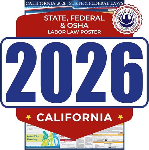 2024 California State and Federal Labor Laws Poster - Combo Spanish English - OSHA Workplace Compliant FLSA FMLA EEOC Updates - All in One Required Compliance Posting 24" x 36" - Laminated (Combo) in Kuwait