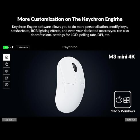 M3 Mini 4K Wireless Mouse Signature Edition 5.1/2.4 GHz/Wired Optical Mouse, Ultra-Lightweight 55g Programmable PixArt 3395 Sensor with up to 26,000 DPI/ 650 IPS for Windows Mac Linux - Black in Kuwait