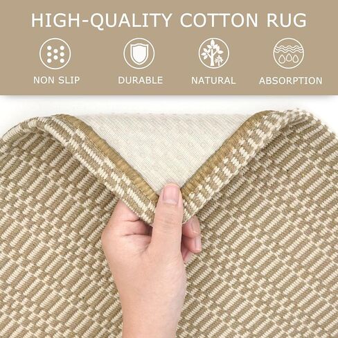 KOZYFLY Washable Runner Rug 2x6 Ft Runners for Hallways Kitchen Runners with Rubber Backing Braided Cotton Entryway Runner Indoor, Floor Carpet for Hallway Kitchen Entryway Bedroom, Green in Saudi Arabia