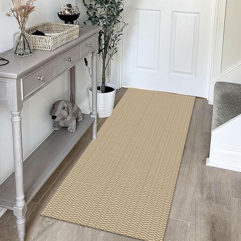 KOZYFLY Washable Runner Rug 2x6 Ft Runners for Hallways Kitchen Runners with Rubber Backing Braided Cotton Entryway Runner Indoor, Floor Carpet for Hallway Kitchen Entryway Bedroom, Green in Saudi Arabia
