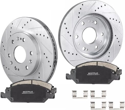 MOSTPLUS 12.99 بوصة دوارات فرامل قرصية مشقوقة أمامية + وسادة فرامل سيراميك متوافقة مع Chevy Tahoe Silverado Suburban GMC Savana Sierra 1500 Yukon XL Cadillac Escalade ESV EXT in Saudi Arabia