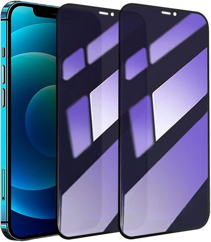 [2 Pack Compatible with iPhone 13 / iPhone 13 Pro/iPhone 14 Anti-Blue Light Privacy Screen Protector 6.1", Scratch Resistant, Anti-Shatter Tempered Glass Film, Rounded Edge Full Coverage in Saudi Arabia