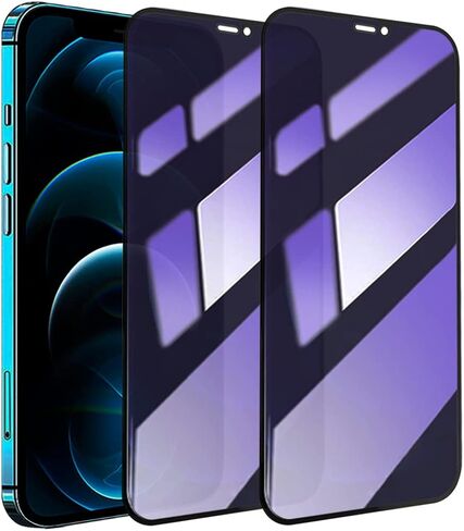 [2 Pack Compatible with iPhone 13 / iPhone 13 Pro/iPhone 14 Anti-Blue Light Privacy Screen Protector 6.1", Scratch Resistant, Anti-Shatter Tempered Glass Film, Rounded Edge Full Coverage in Saudi Arabia
