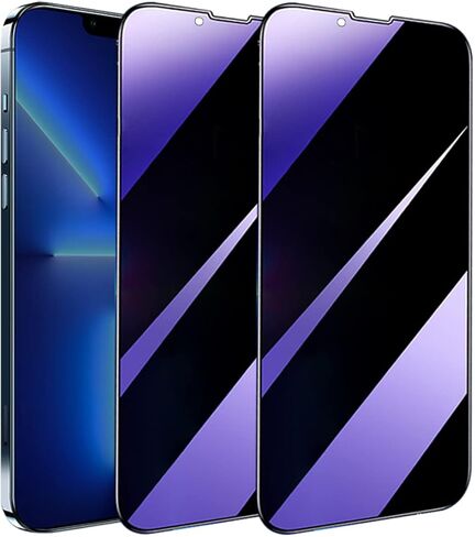 [2 Pack Compatible with iPhone 13 / iPhone 13 Pro/iPhone 14 Anti-Blue Light Privacy Screen Protector 6.1", Scratch Resistant, Anti-Shatter Tempered Glass Film, Rounded Edge Full Coverage in Saudi Arabia