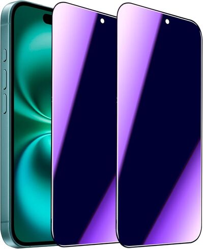 [2 Pack Compatible with iPhone 13 / iPhone 13 Pro/iPhone 14 Anti-Blue Light Privacy Screen Protector 6.1", Scratch Resistant, Anti-Shatter Tempered Glass Film, Rounded Edge Full Coverage in Saudi Arabia