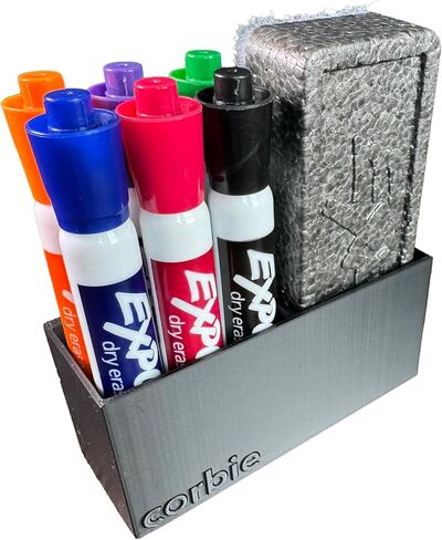 Corbie Magnetic Dry Erase Marker Holder for Whiteboard, Fridge, Locker with Eraser Slot, Low-Profile Organizer, Non-Slip Silicone Pads, Holds 6 Markers and 1 Eraser (Glossy Green) in Saudi Arabia
