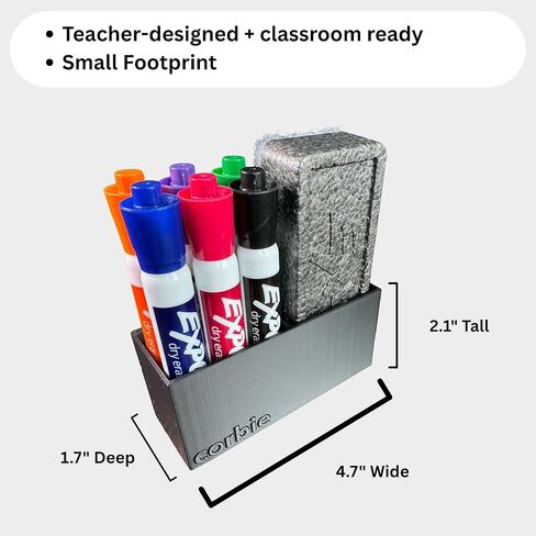 Corbie Magnetic Dry Erase Marker Holder for Whiteboard, Fridge, Locker with Eraser Slot, Low-Profile Organizer, Non-Slip Silicone Pads, Holds 6 Markers and 1 Eraser (Glossy Green) in Saudi Arabia