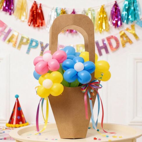 xialgshe 20 Pcs kraft paper flowers gift bags bouquets bags cones flower bouquet bags with handle to make bouquets for wedding,paper wedding birthday gift bag valentines day gift bag (Kraft Paper, medium) in Kuwait