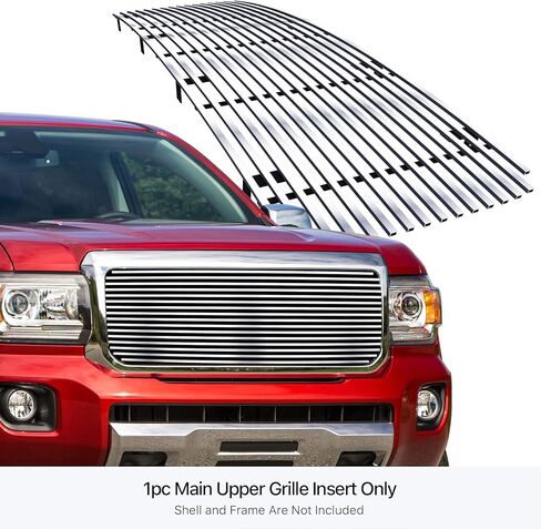 APS Compatible with GMC Canyon 2015-2020 Main Upper Stainless Steel Chrome Polished 8x6 Horizontal Billet Front Grill Grille Insert G85620S in Saudi Arabia
