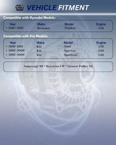 SB Parts New Alternator Compatible with Hyundai Elantra 2007-2012 Kia Soul 2010-2011 2.0L 90Amp in Saudi Arabia