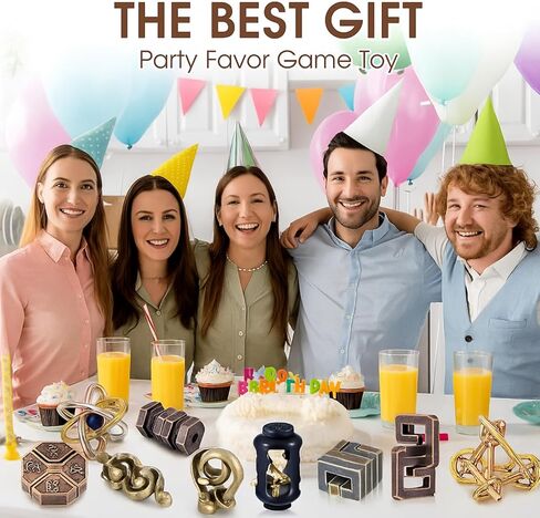 Wettarn 9 Pcs Metal Brain Teaser Puzzles Teaser 3D Steel Puzzle for Adults Unlock Interlocking Games IQ Education Smart Logic Test Toys for Adults Mind Challenge(Novelty Style) in Kuwait